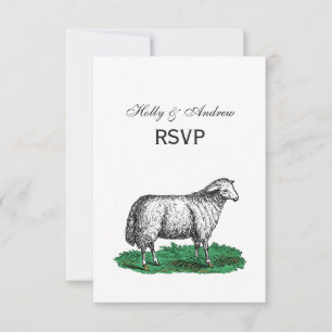 Cartão RSVP Animais de fazenda da ovelha dos carneiros do