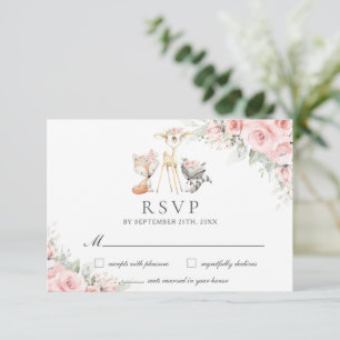 Cartão RSVP Animais De Floresta Molufados, Esbranquiçados, Ver