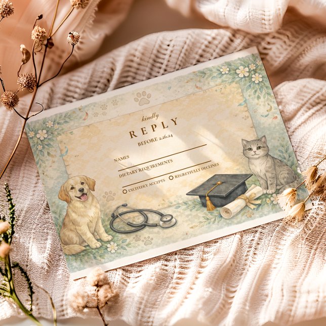 Cartão RSVP Animal Care White Coat Graduation (Criador carregado)