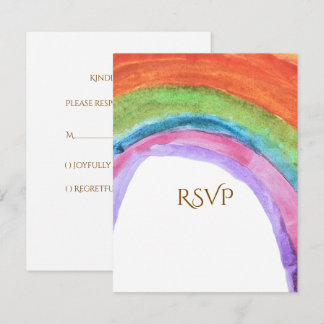 Cartão RSVP Aniversário Autêntico das Cores do Arco-íris com A