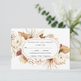Cartão RSVP Aniversário das Flores Brancas Pampas de Grass