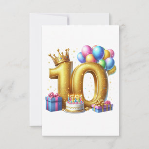 Cartão RSVP Aniversário de 10 anos de ouro