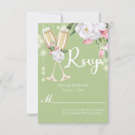Cartão RSVP Aniversário de 30 anos Floral de Champanhe Verde L