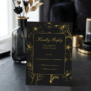 Cartão RSVP Aniversário de 30 anos Floral Minimalista em Doura