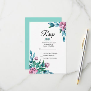 Cartão RSVP Aniversário de 40 anos Floral Romântico Feminina