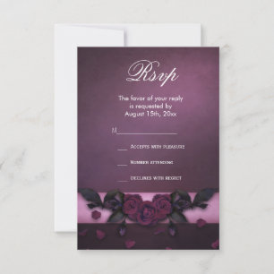 Cartão RSVP Aniversário de Rosas e Pétalas Góticas Românticas