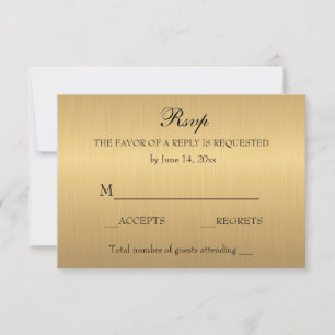 Cartão RSVP Aniversário do Casamento com Shimmer Dourado Elega