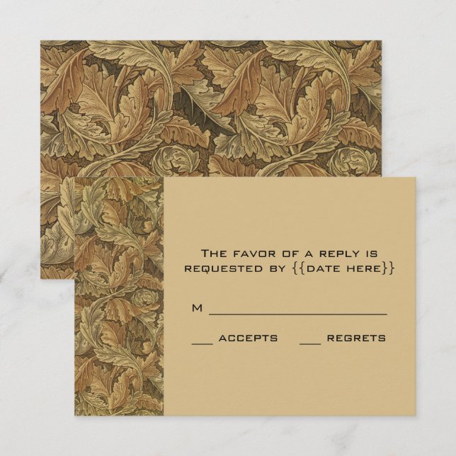 Cartão RSVP Antiguamente Victoriano O Outono Deixa Casamento (Frente/Verso)