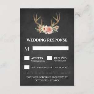 Cartão RSVP Antler dos cervos do quadro do país que Wedding
