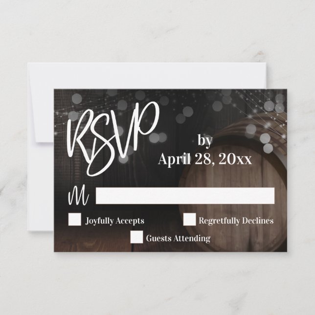 Cartão RSVP Aparência de Espontamento de Manuscrito Casamento  (Frente)