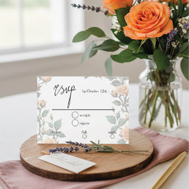 Cartão RSVP Apricot Orange Rose Wedding