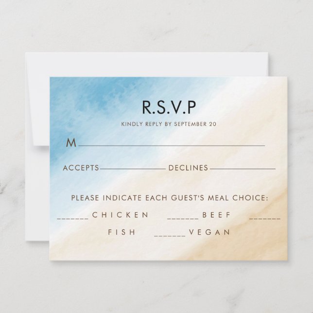 Cartão RSVP Aqua Azul Aqua Aqua No Casamento Marítimo (Frente)