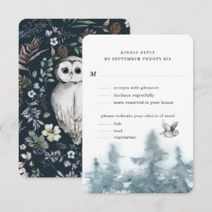 Cartão RSVP Aquarela Coruja Floral Botânica com Escolha de Ref