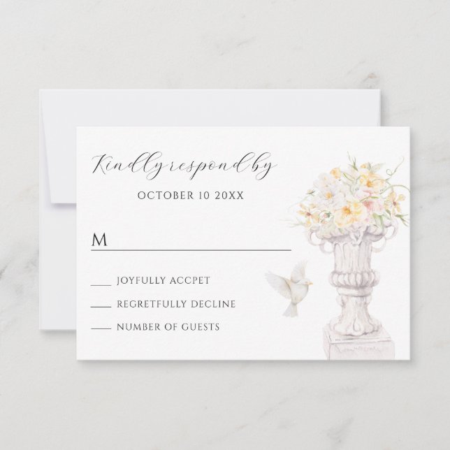 Cartão RSVP Aquarela de buquê flexível (Frente)
