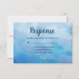 Cartão RSVP Aquarela Dedos de Areia Responder estrela-do-mar