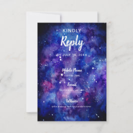 Cartão RSVP aquarela estrelas da noite estreladas caligrafia g