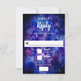 Cartão RSVP aquarela estrelas da noite estreladas caligrafia g