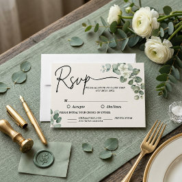 Cartão RSVP Aquarela eucalipto Casamento