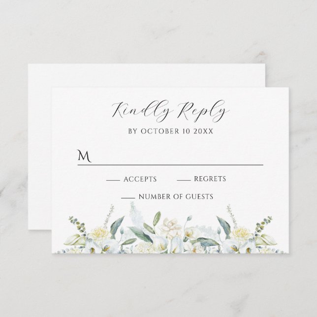 Cartão RSVP Aquarela floral (Frente/Verso)