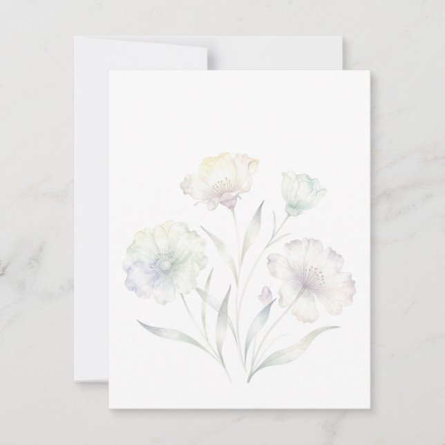 Cartão RSVP Aquarela Flores Silvestres Pastéis Macios (Frente)