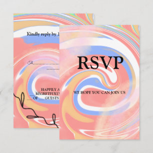 Cartão RSVP Aquarela laranja vermelha pintada à mão casamento