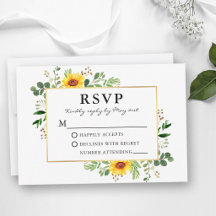Aquarela Verde Girassóis Dourado Casamento