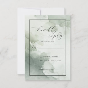 Cartão RSVP Aquarela Verde Serena