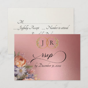 Cartão RSVP Aquarela Wildflowers - Rose Gold