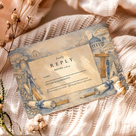 Cartão RSVP Architect Graduation Blueprint Design