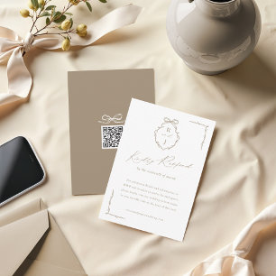 Cartão RSVP Arco Desenhado Mão E Monograma Fita Casamento
