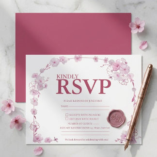 Cartão RSVP Arco Floral de Orquídea Rosa - Casamento Moderno e