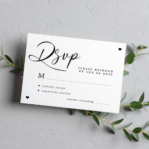 Cartão RSVP Argumento moderno, casamento preto e branco