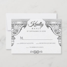Cartão RSVP Arquitetura simples e elegante do Renascimento