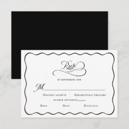 Cartão RSVP Arranjo de Casamento Elegante com Moldura Ondulada
