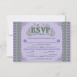 Cartão RSVP Art Nouveau Elegant Lilac Thistle Border 