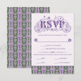 Cartão RSVP Art Nouveau Elegant Thistle Lilac