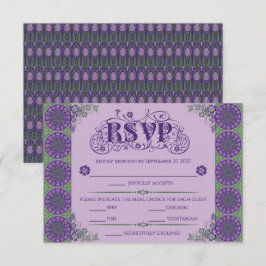 Cartão RSVP Art Nouveau Purple Thistle Wheel Horizontal