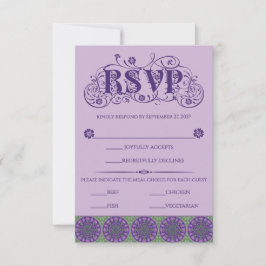Cartão RSVP Art Nouveau Purple Thistle Wheel Vertical
