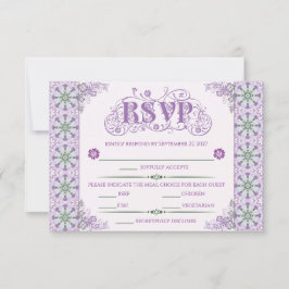 Cartão RSVP Art Nouveau Thistle Wheel Lilac Horizontal