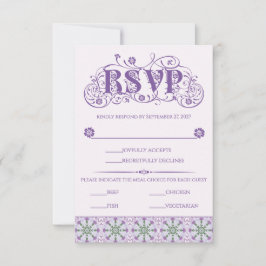 Cartão RSVP Art Nouveau Thistle Wheel Lilac Vertical