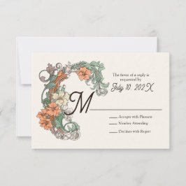 Cartão RSVP Art Nouveau Wedding