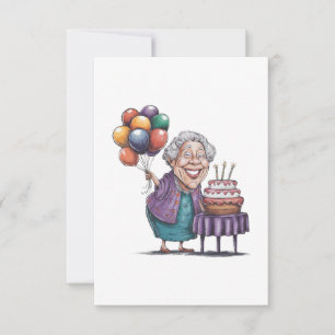 Cartão RSVP Arte de Balão de Festa de Aniversário da Nana Humo