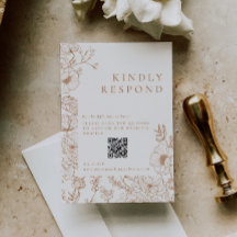 Arte de Linha Floral Terracota Casamento