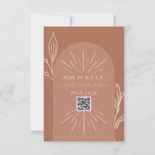 Cartão RSVP Arte de Linha Terracotta Código QR Digitalizar par