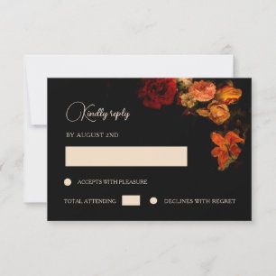 Cartão RSVP Arte Floral Vintage Fino