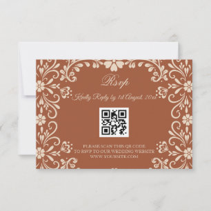 Cartão RSVP Arte Mexicano Casamento de Terracota