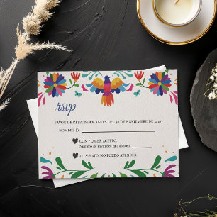 Cartão RSVP Arte Popular Colorida Festa Floral Casamento Espan