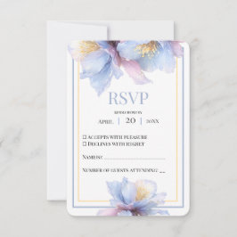 Cartão RSVP Artistic Pastel Botanical Florals Wedding
