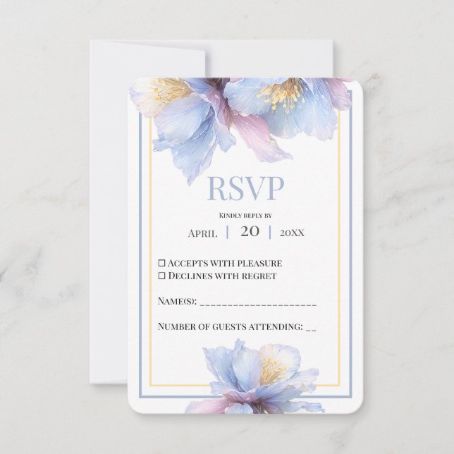 Cartão RSVP Artistic Pastel Botanical Florals Wedding (Frente)