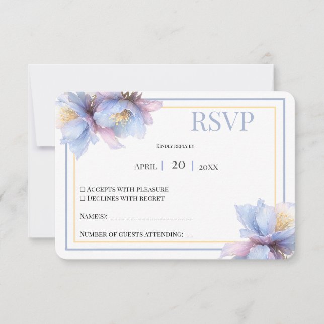 Cartão RSVP Artistic Pastel Botanical Florals Wedding (Frente)